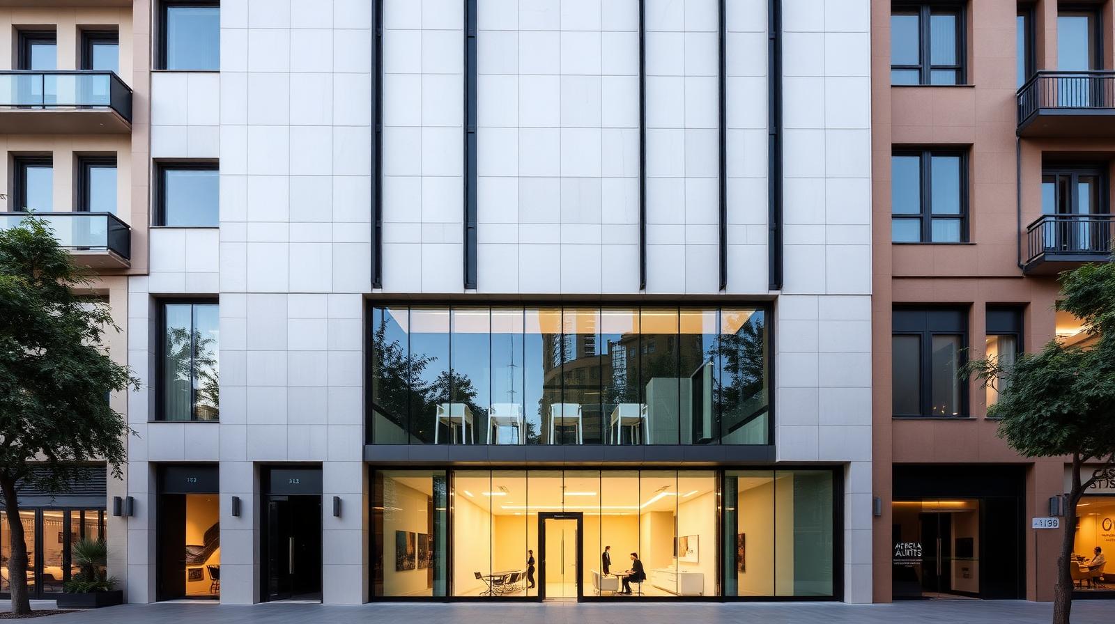 Modern architectural facade of an office building in Casablanca